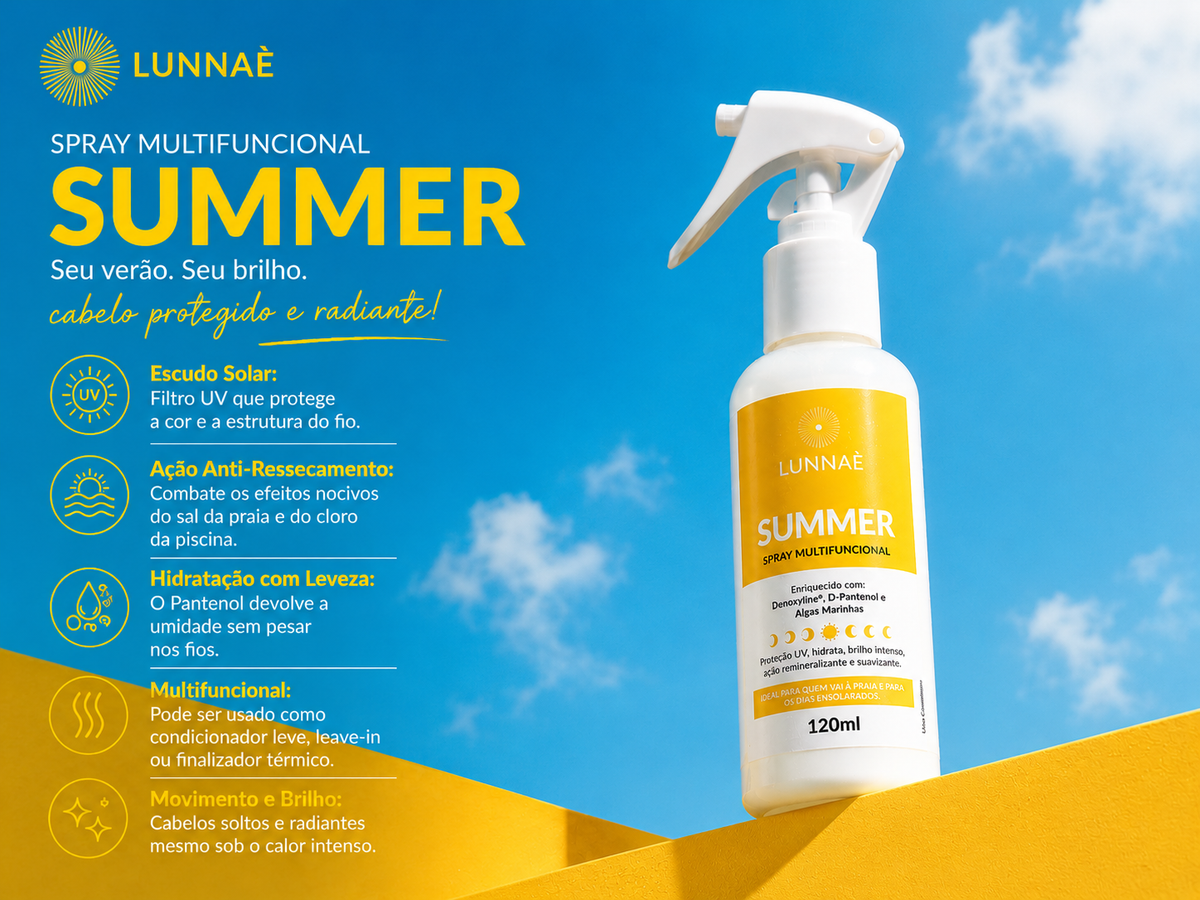 Kit Capilar Summer: Shampoo + Condicionador + Máscara + Spray Summner  - Lunnaè