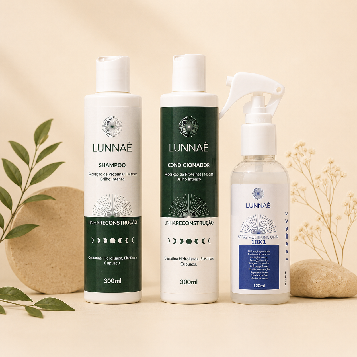 Kit Reconstrução: Shampoo + Condicionador + Spray Multifuncional 10 X 1