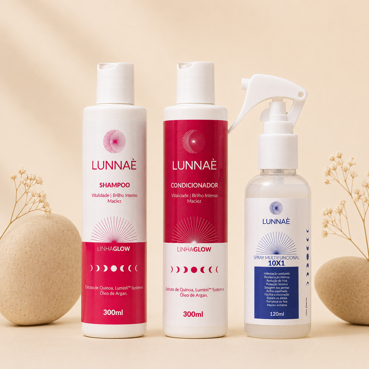 Kit Glow: Shampoo + Condicionador + Spray Multifuncional 10X1