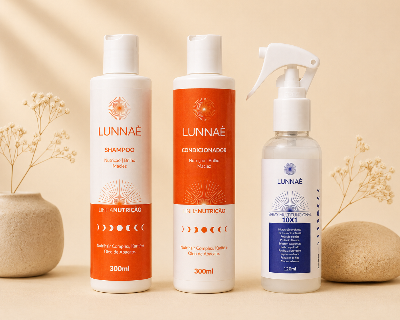 Kit Nutrição: Shampoo + Condicionador + Spray Multifuncional 10X1
