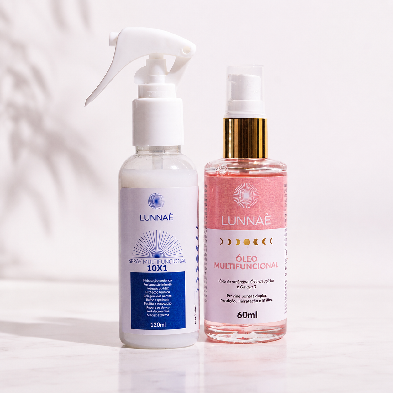 Kit Tratamento Completo LUNNAÈ – Spray Multifuncional 10x1 + Óleo Capilar Multifuncional