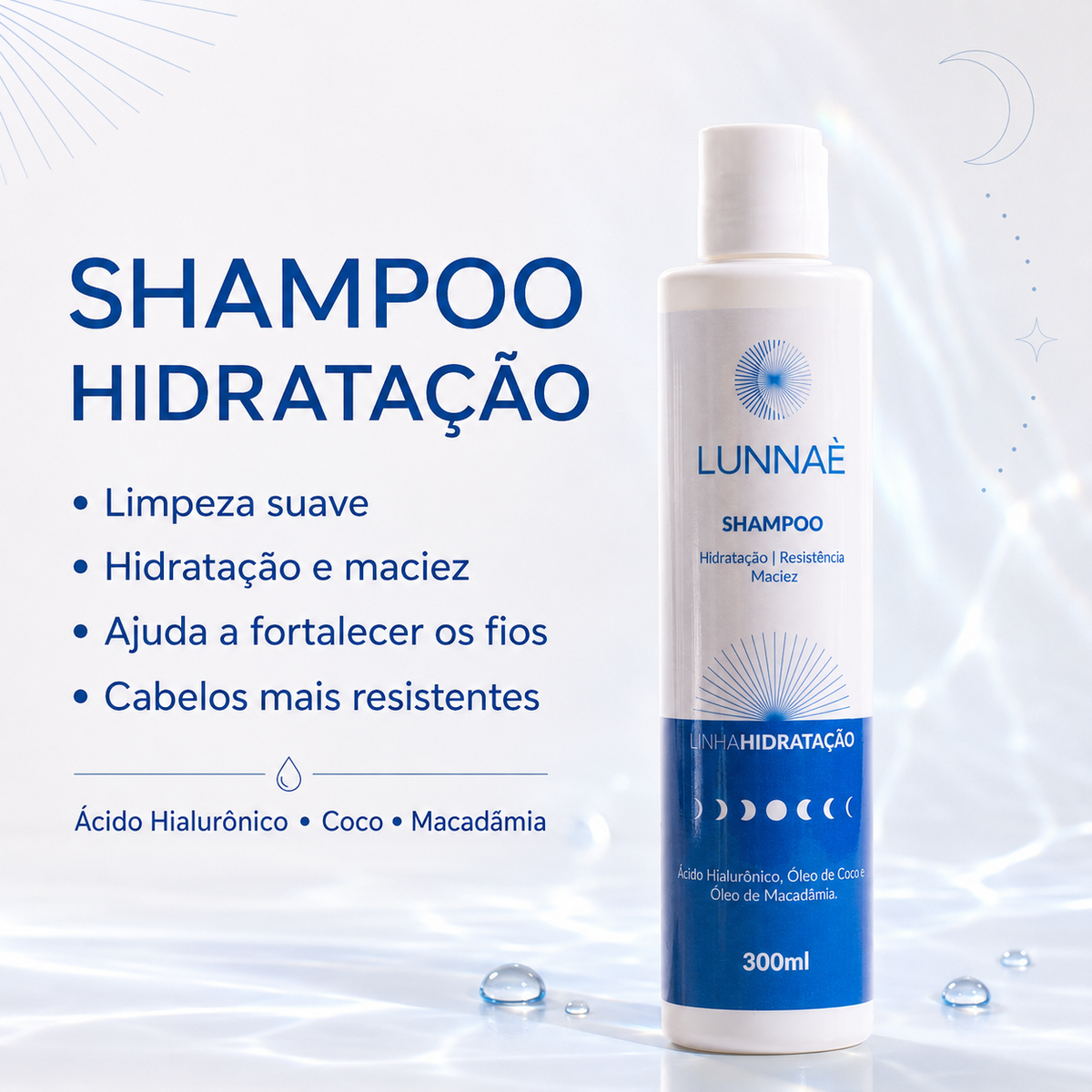 Kit capilar Hidratação LUNNAÈ – Shampoo + Condicionador + Máscara