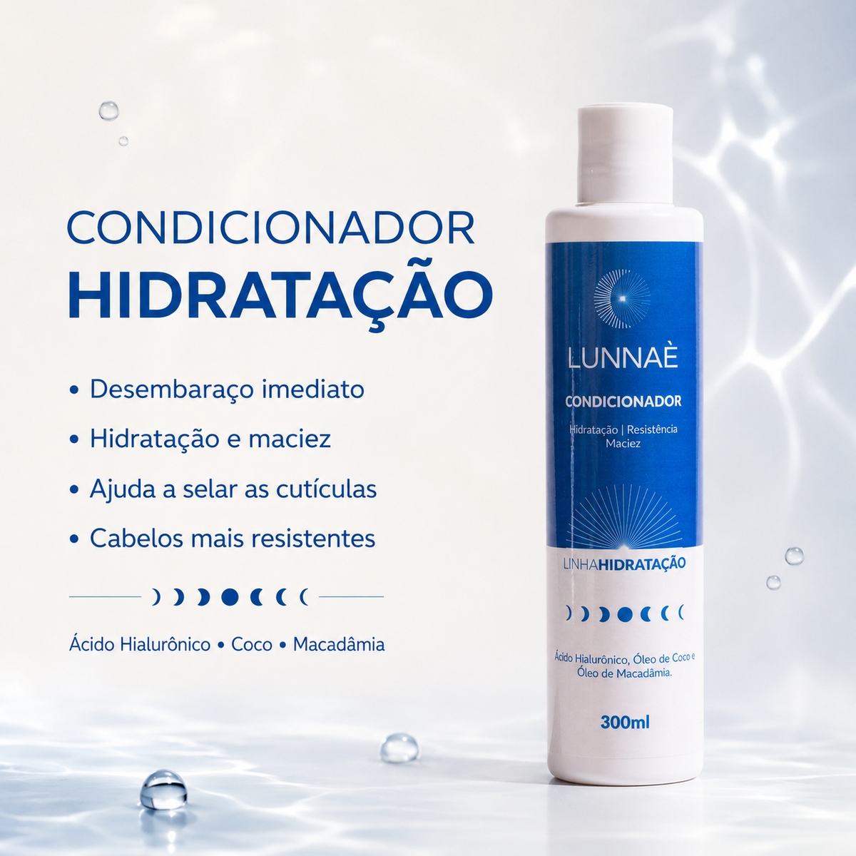 Kit capilar Hidratação LUNNAÈ – Shampoo + Condicionador + Máscara
