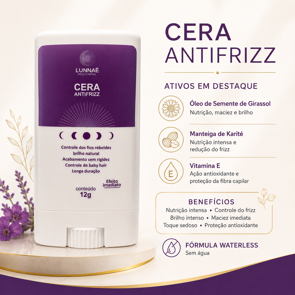 Kit capilar FIX: Spray Fixador + Cera Antifrizz Frizz Control - Lunnaè