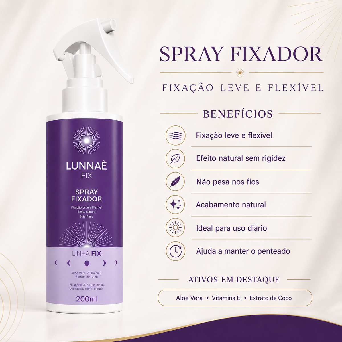 Spray Fixador Capilar linha Fix 200ml - Lunnaè