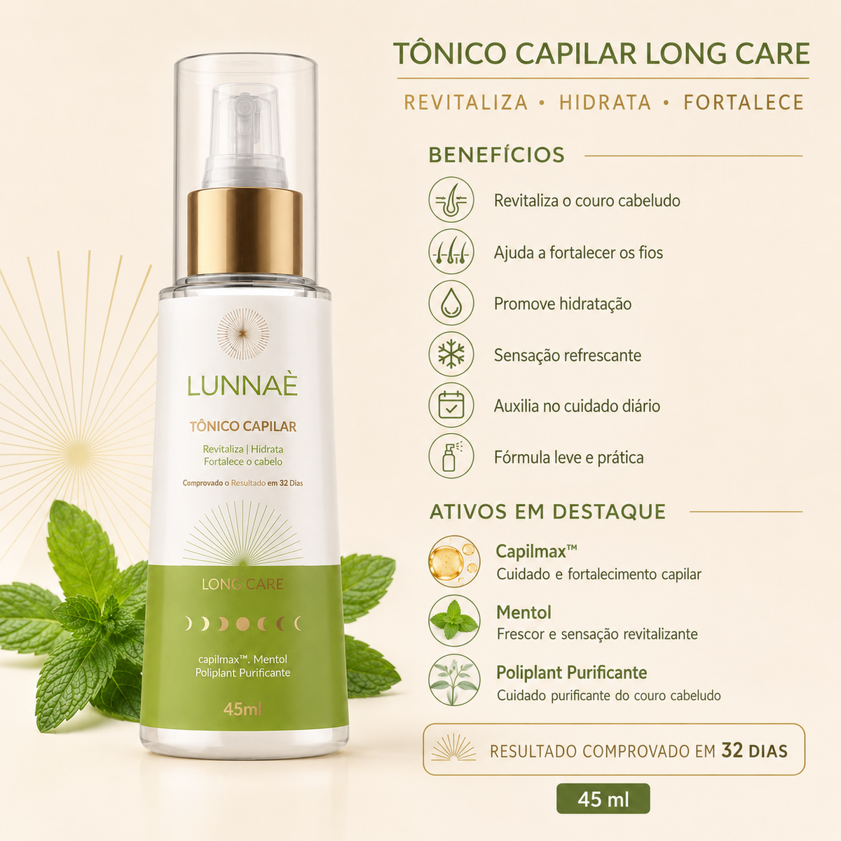 kit Long Care Capilar: Spray Long care + Tônico capilar - Lunnaè
