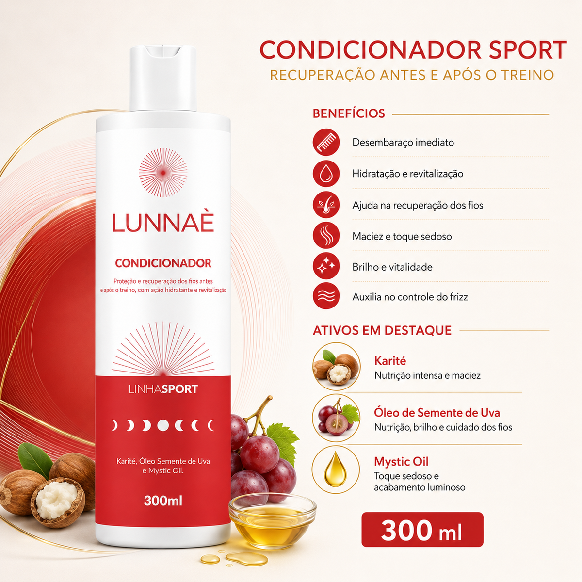 Condicionador Capilar Sport 300ml - Lunnaè
