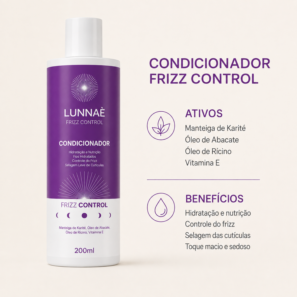 Kit Frizz Control Capilar : Shampoo + Condicionador - Lunnaè