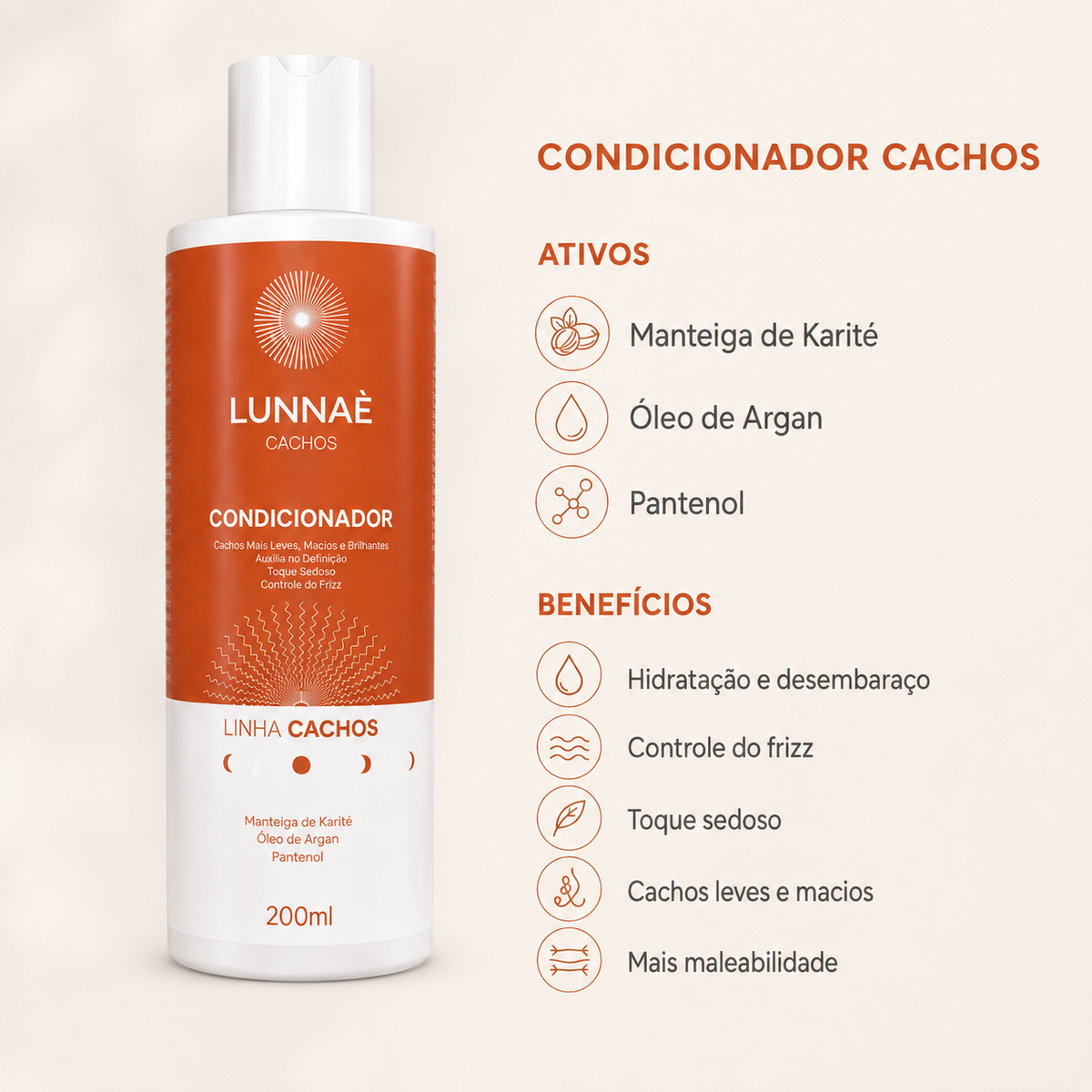 Kit Capilar Cachos: Shampoo + Condicionador + Spray cachos - Lunnaè