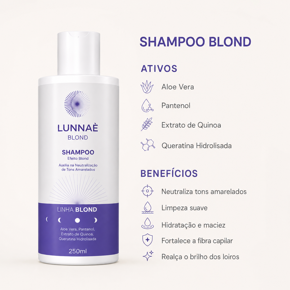 Kit Blond Capilar: shampoo + máscara - Lunnaè