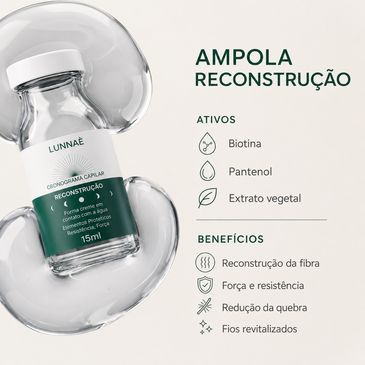 Ampola Capilar Reconstrução 15ml - Lunnaè
