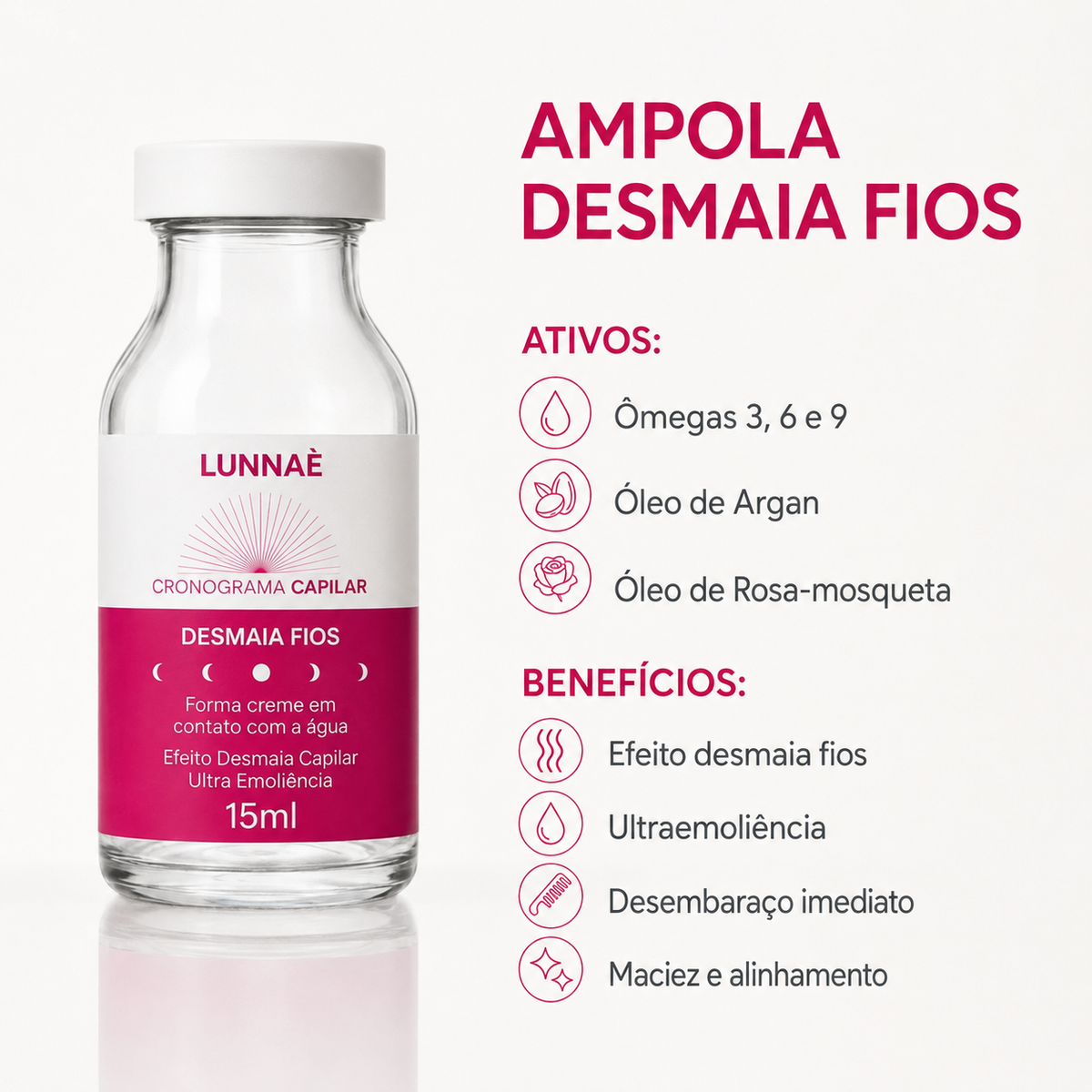 Ampola Capilar Desmaia Cabelo 15ml - Lunnaè