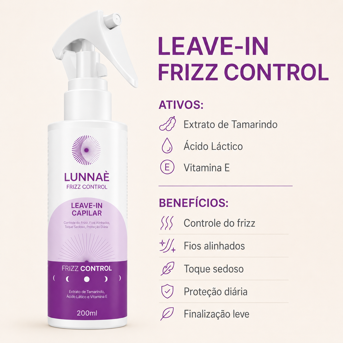 Kit Frizz Control Capilar : Shampoo + Condicionador + Máscara + Spray antifrizz - Lunnaè