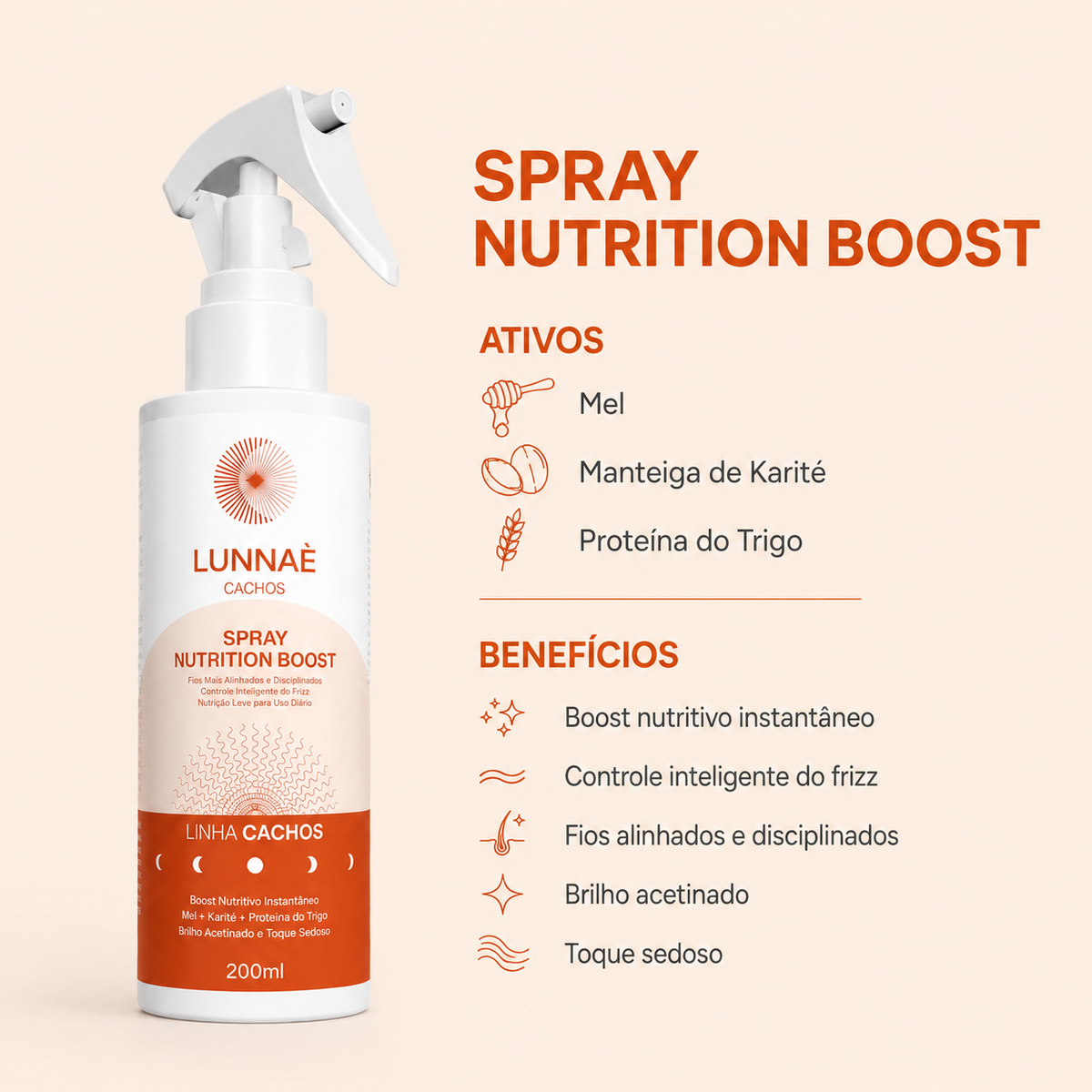 Spray Capilar Nutrition Boost Cachos 200ml - Lunnaè