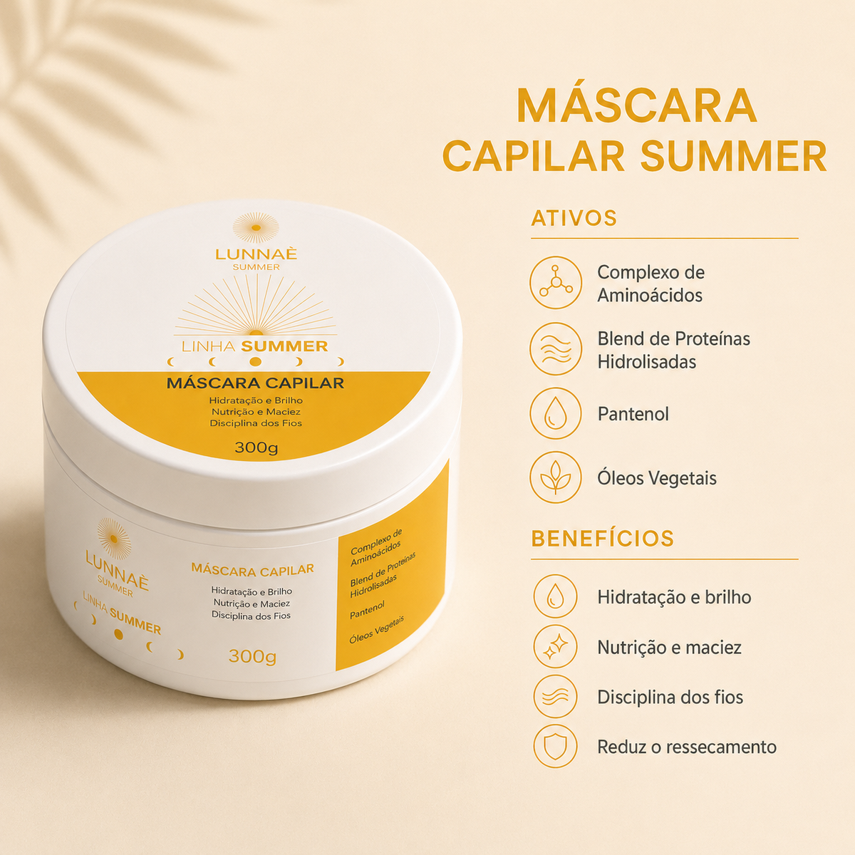 Kit Capilar Summer: Shampoo + Condicionador + Máscara + Spray Summner  - Lunnaè