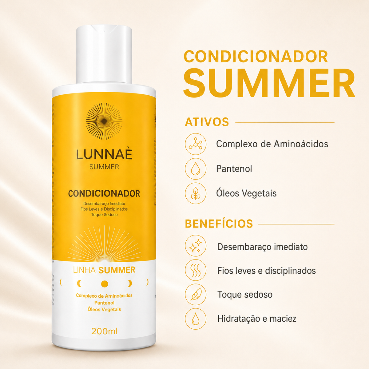 Kit Capilar Summer: Shampoo + Condicionador + Máscara + Spray Summner  - Lunnaè