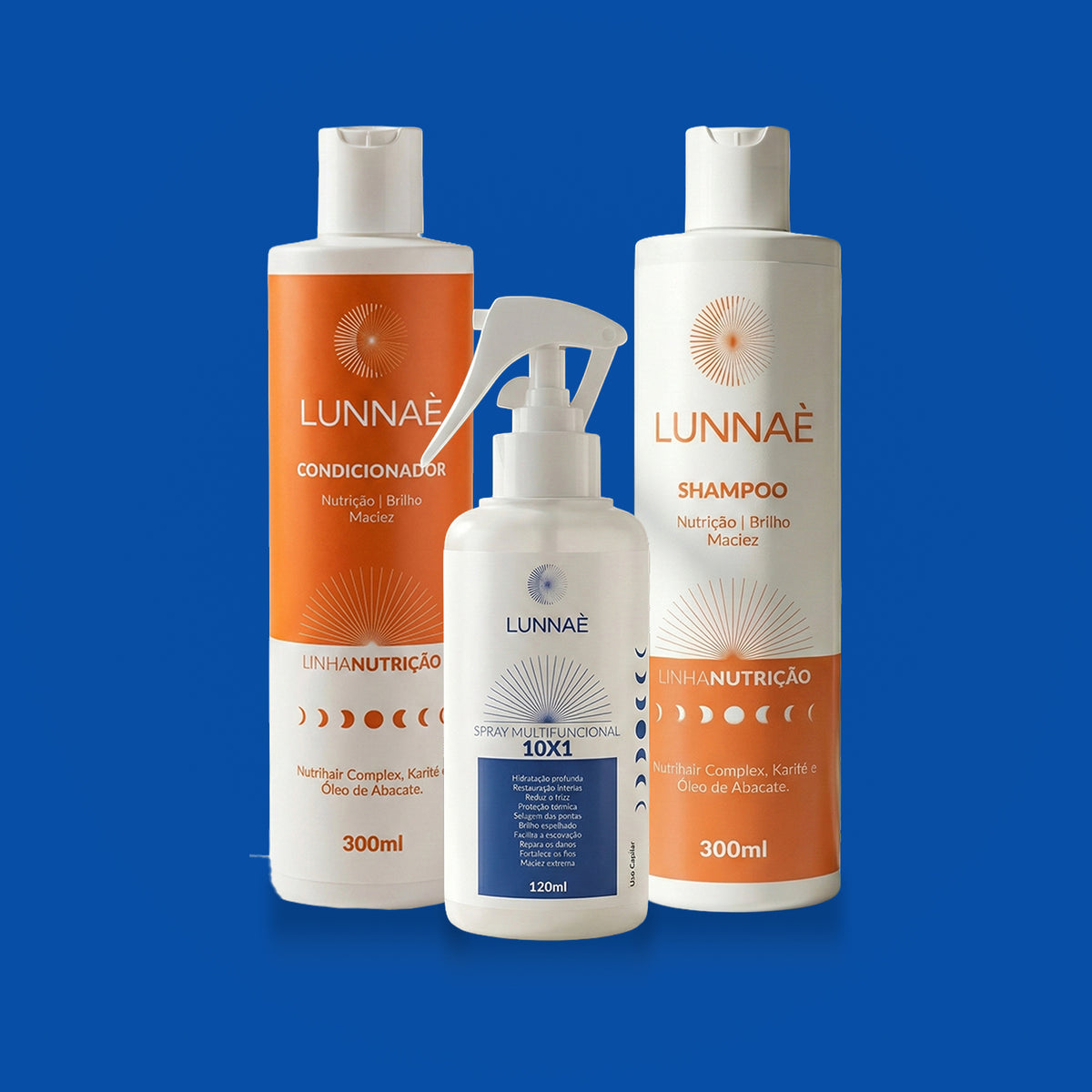 Kit capilar Nutrição: Shampoo + Condicionador + Spray Multifuncional 10X1
