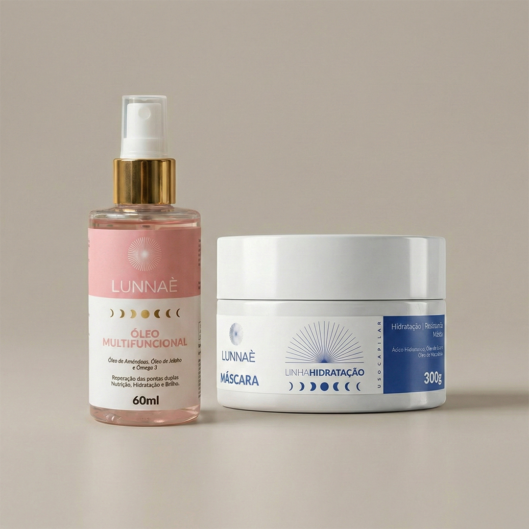 Kit capilar Máscara Hidratação efeito teia + Óleo Multifuncional - Lunnaè