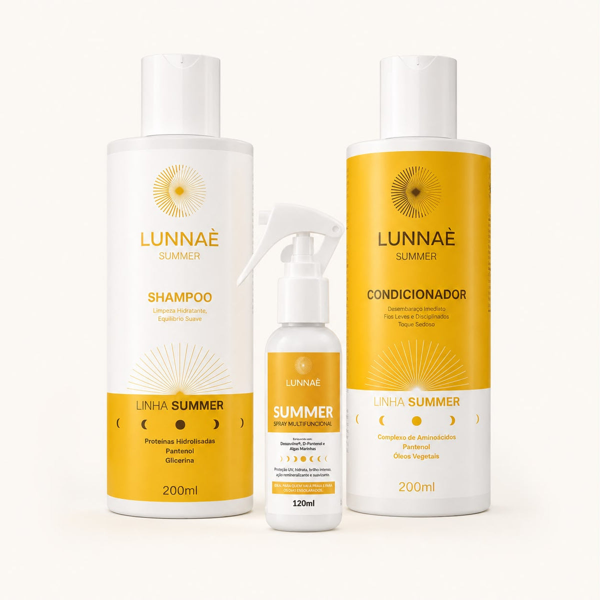 Kit Capilar Summer: Shampoo + Condicionador + Máscara + Spray Summner  - Lunnaè