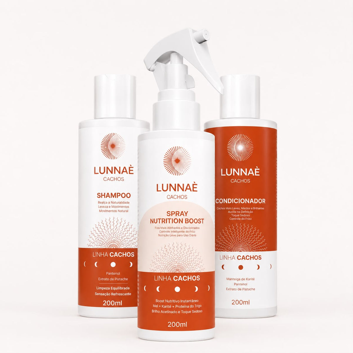 Kit Capilar Cachos: Shampoo + Condicionador + Spray cachos - Lunnaè